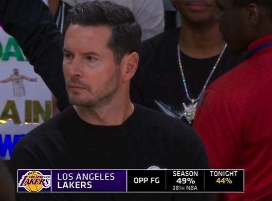 开云体育官网-不容易！湖人限制对手命中率49%联盟倒数第3 目前老鹰只有44%